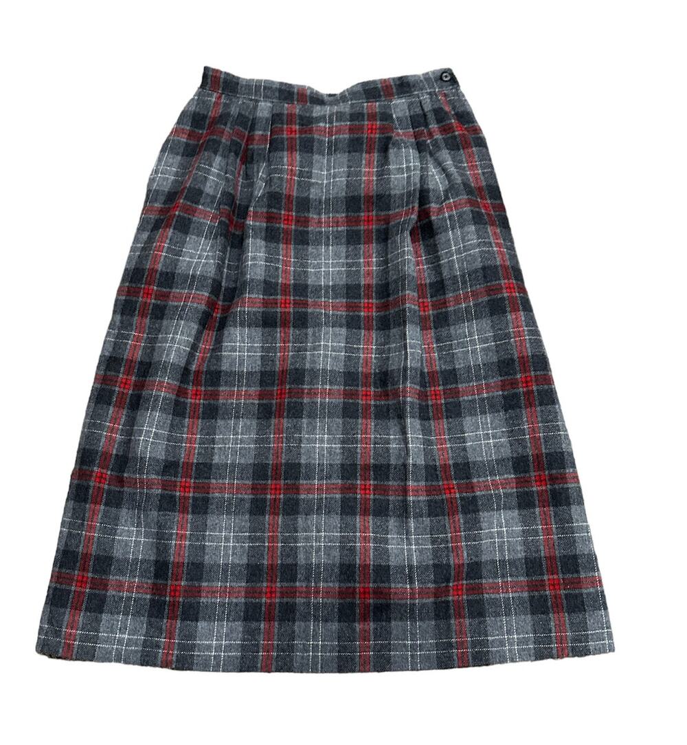 Vintage Pendleton Pleated Gray School Girl Tartan Plaid Wool Skirt Size 10